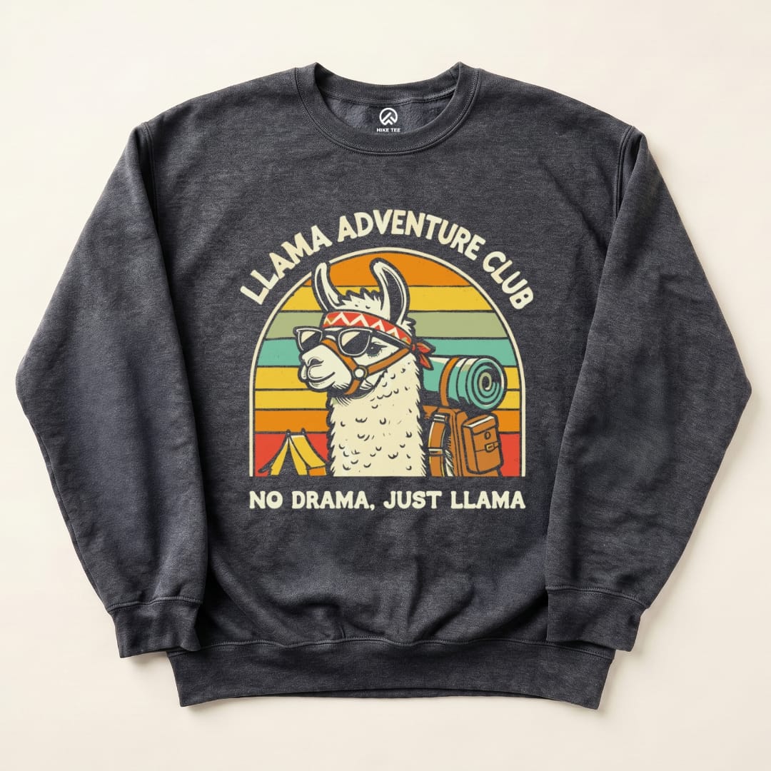 Llama Adventure Club Sweatshirt Hike Tee Sweatshirt Dark Heather / S