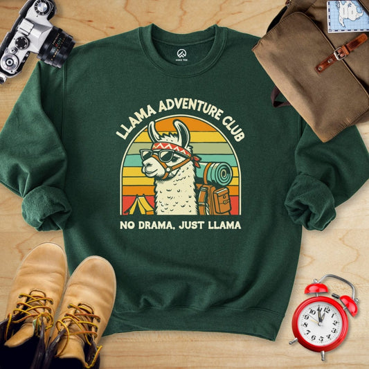 Hike Tee Sweatshirt Forest Green / S Llama Adventure Club Sweatshirt