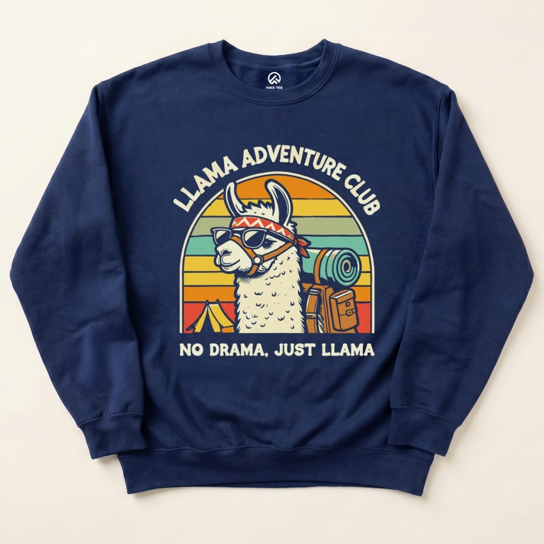 Llama Adventure Club Sweatshirt Hike Tee Sweatshirt Navy / S