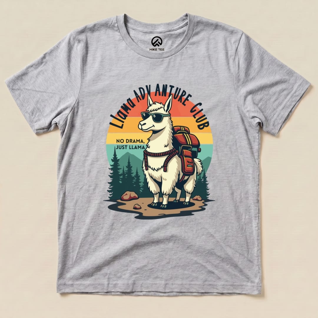 Llama Adventure Hike Club Shirt Hike Tee T-Shirt Athletic Heather / S
