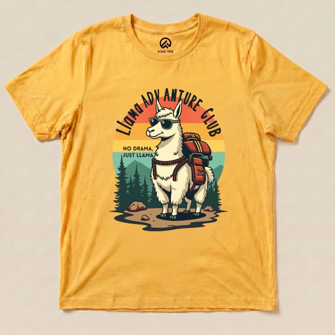 Llama Adventure Hike Club Shirt Hike Tee T-Shirt Gold / S