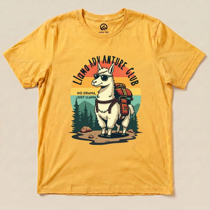 Llama Adventure Hike Club Shirt Hike Tee T-Shirt Gold / S