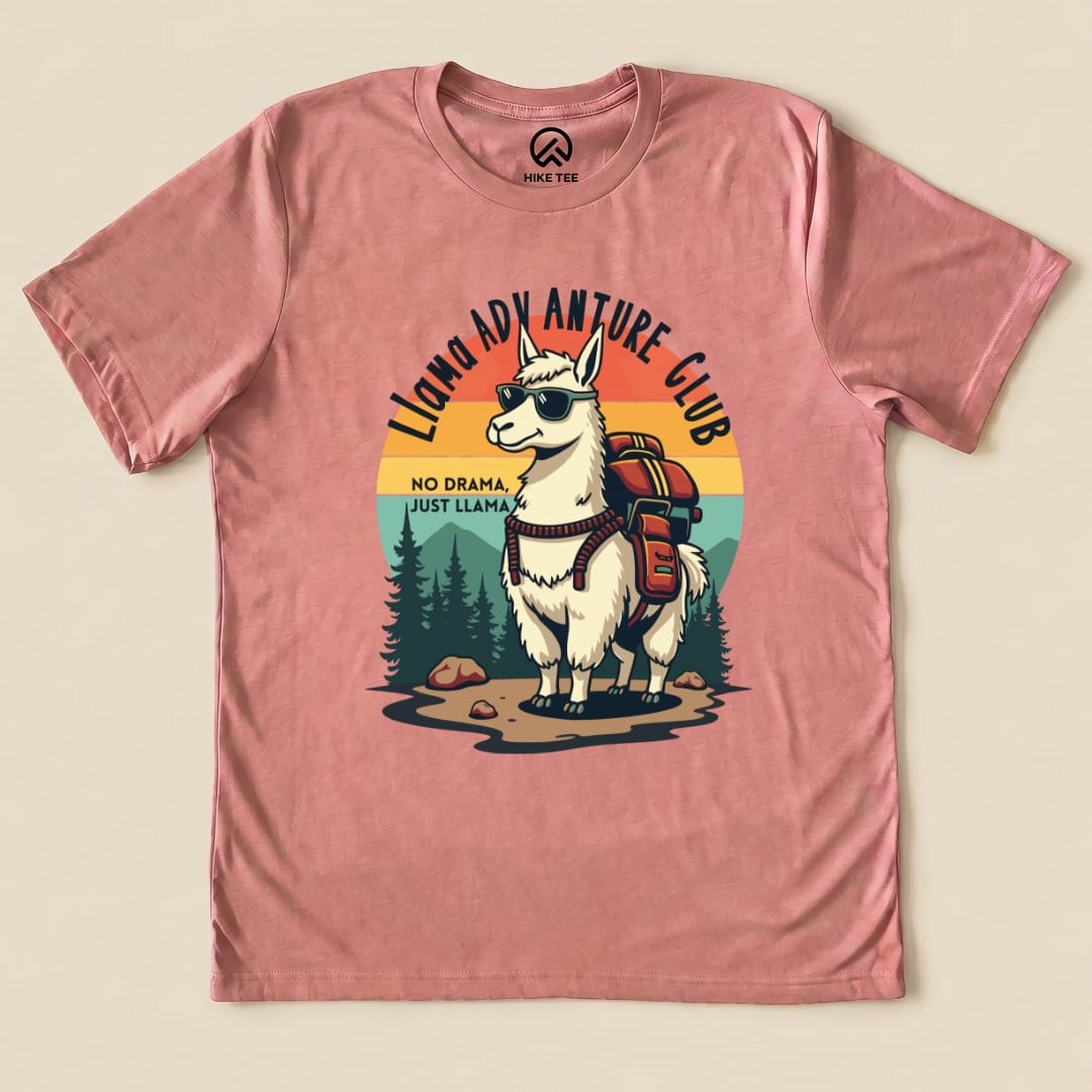Llama Adventure Hike Club Shirt Hike Tee T-Shirt Heather Mauve / S