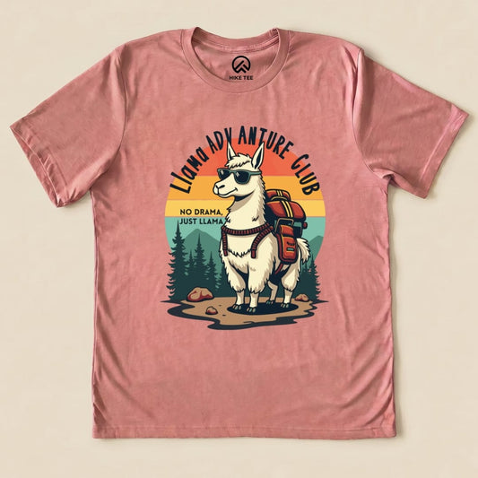 Llama Adventure Hike Club Shirt Hike Tee T-Shirt Heather Mauve / S