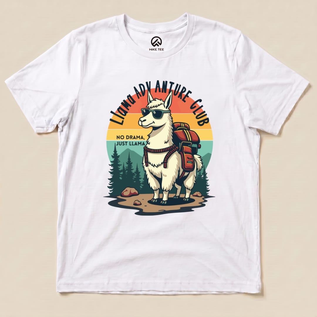 Llama Adventure Hike Club Shirt Hike Tee T-Shirt White / S