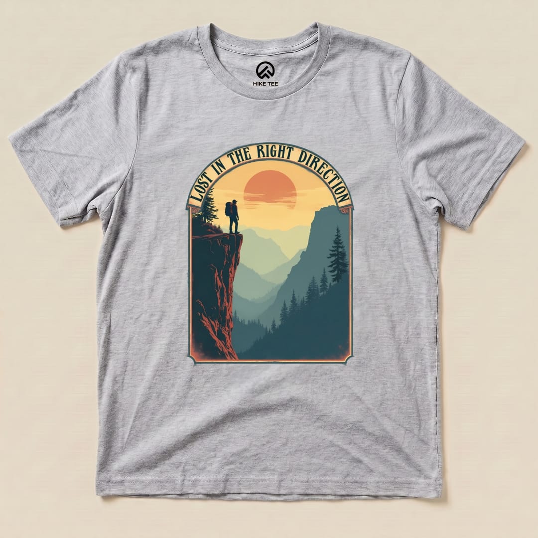Lost In The Right Direction Shirt Hike Tee T-Shirt Athletic Heather / S