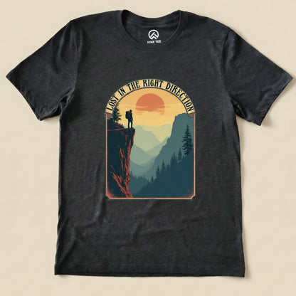 Lost In The Right Direction Shirt Hike Tee T-Shirt Dark Grey Heather / S