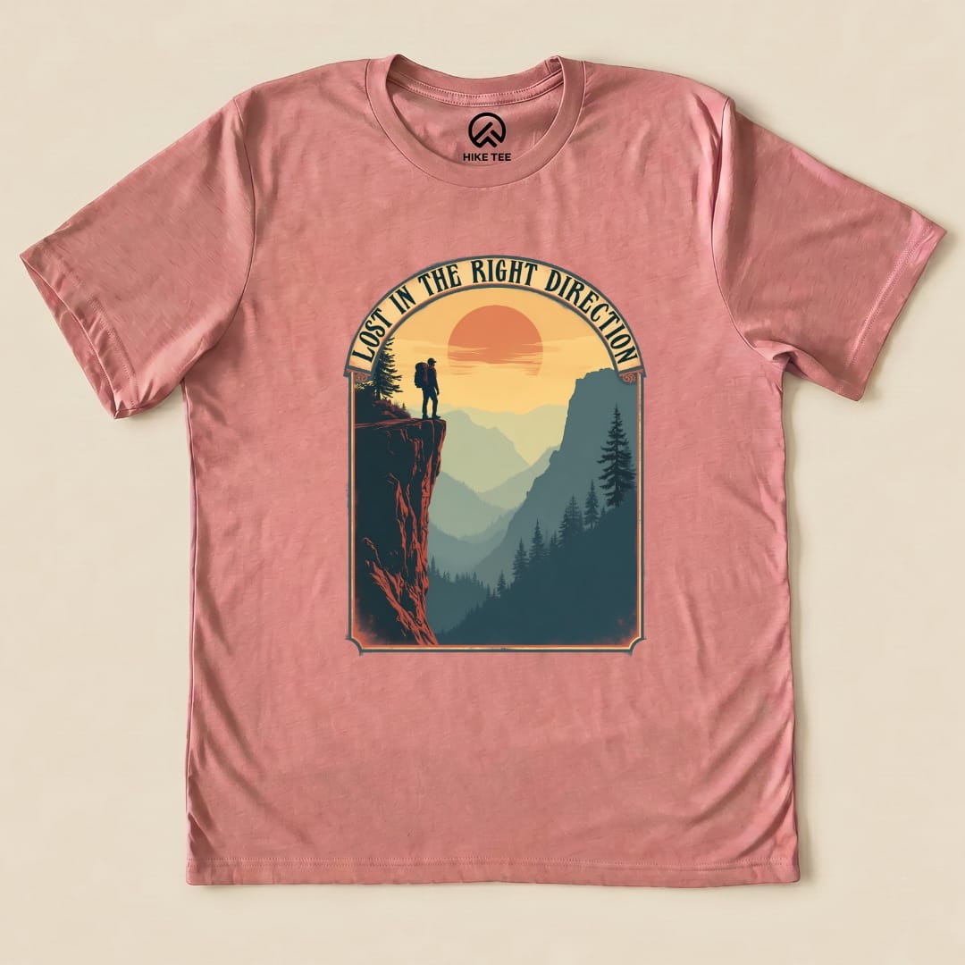Lost In The Right Direction Shirt Hike Tee T-Shirt Heather Mauve / S