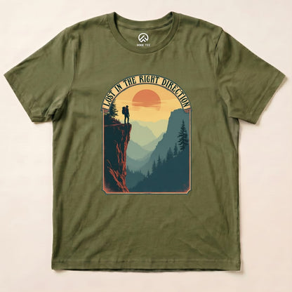 Lost In The Right Direction Shirt Hike Tee T-Shirt Military Green / S