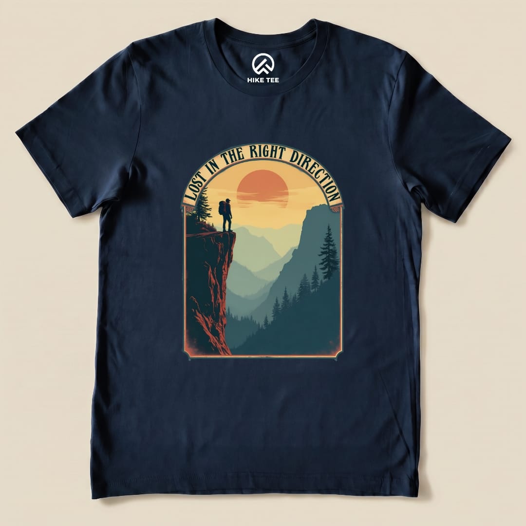 Lost In The Right Direction Shirt Hike Tee T-Shirt Navy / S