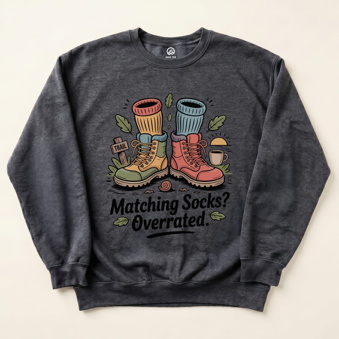Matching Socks Sweatshirt Hike Tee Sweatshirt Dark Heather / S