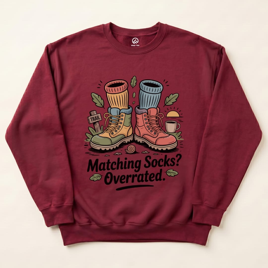 Matching Socks Sweatshirt Hike Tee Sweatshirt Maroon / S