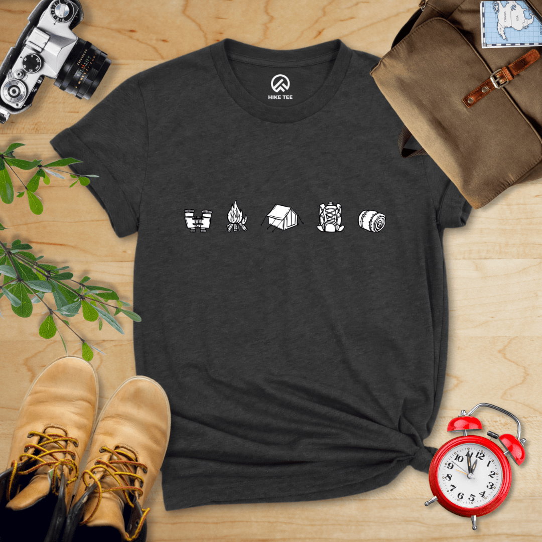 Hike Tee T-Shirt Dark Grey Heather / S Minimalistic Drawing Camping Shirt
