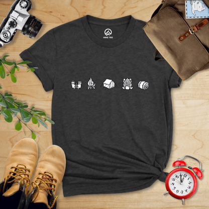 Hike Tee T-Shirt Dark Grey Heather / S Minimalistic Drawing Camping Shirt