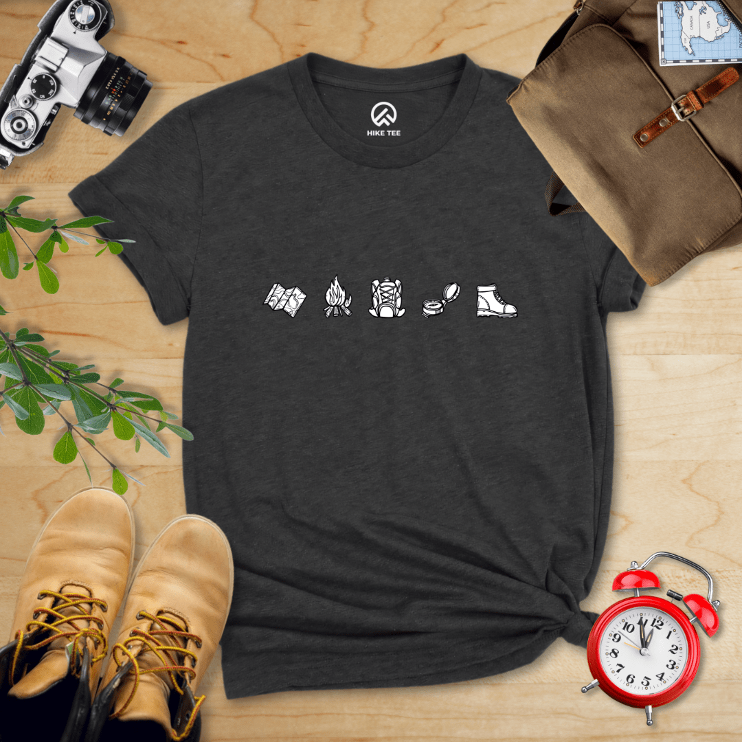 Hike Tee T-Shirt Dark Grey Heather / S Minimalistic Drawing Hiking Shirt