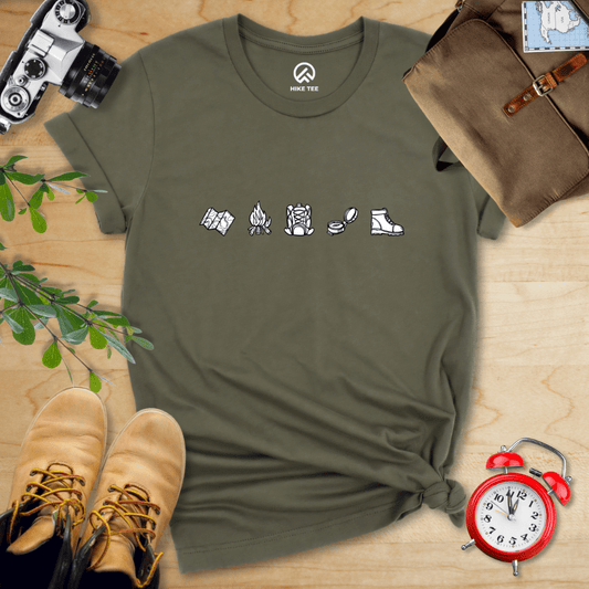 Hike Tee T-Shirt Military Green / S Minimalistic Drawing Hiking Shirt