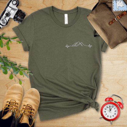 Printify T-Shirt Military Green / S Minimalistic Heart Rate Shirt