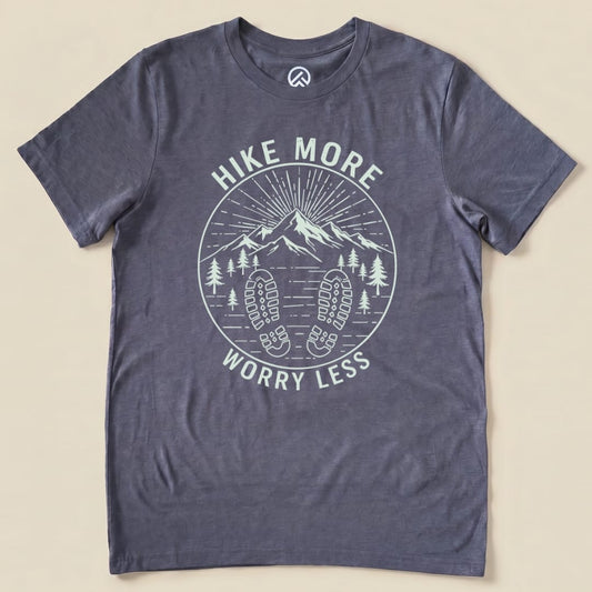 Hike Tee T-Shirt Heather Navy / S Mono Hike More Worry Less Shirt