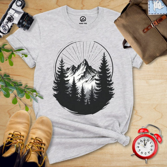 Hike Tee T-Shirt Athletic Heather / S Monochrome Mountains Shirt