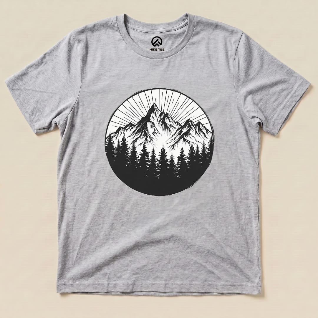 Monochrome Mountains Shirt Hike Tee T-Shirt Athletic Heather / S