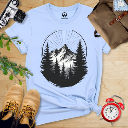 Hike Tee T-Shirt Baby Blue / S Monochrome Mountains Shirt