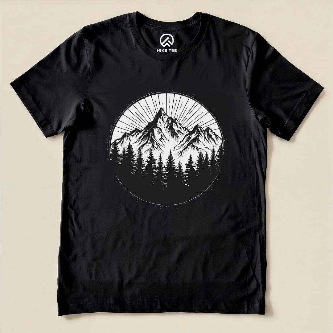 Monochrome Mountains Shirt Hike Tee T-Shirt Black / S