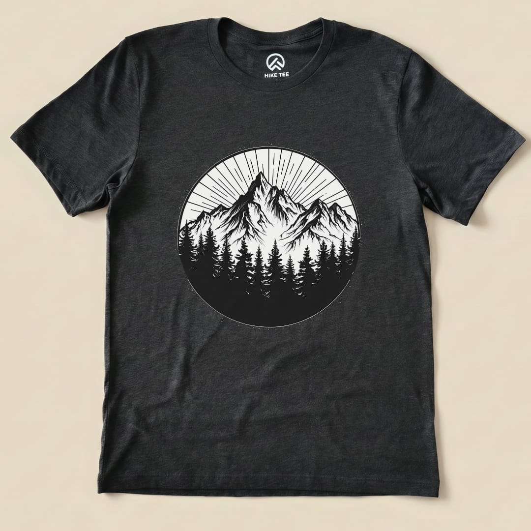 Monochrome Mountains Shirt Hike Tee T-Shirt Dark Grey Heather / S
