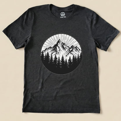 Monochrome Mountains Shirt Hike Tee T-Shirt Dark Grey Heather / S