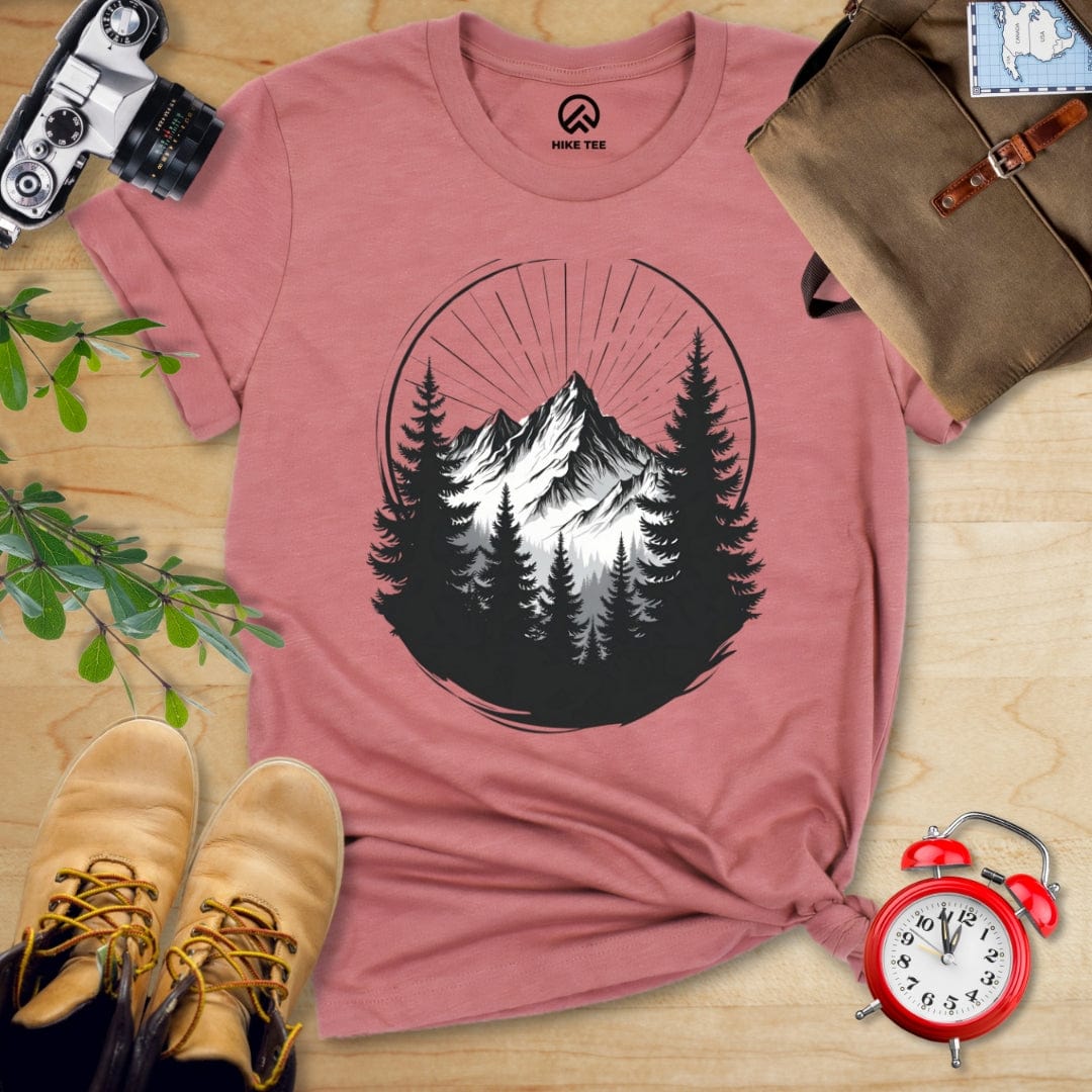 Hike Tee T-Shirt Heather Mauve / S Monochrome Mountains Shirt