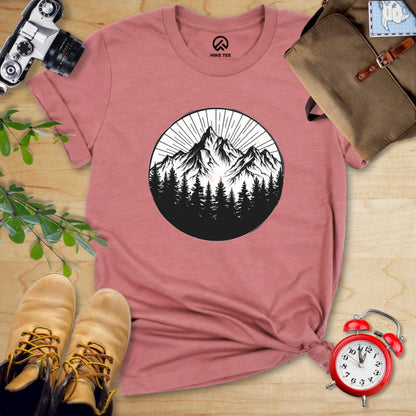Hike Tee T-Shirt Heather Mauve / S Monochrome Mountains Shirt