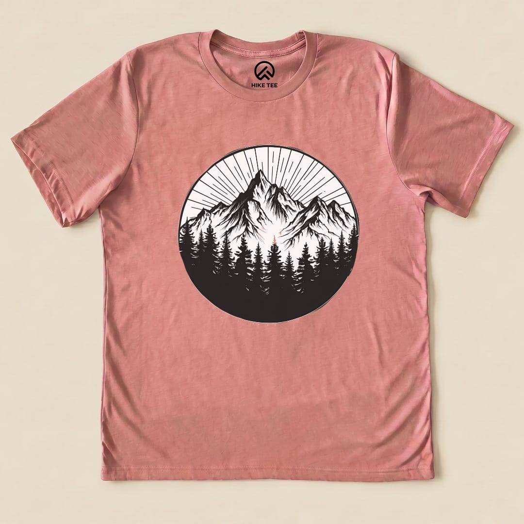 Monochrome Mountains Shirt Hike Tee T-Shirt Heather Mauve / S