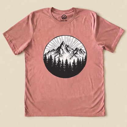 Monochrome Mountains Shirt Hike Tee T-Shirt Heather Mauve / S