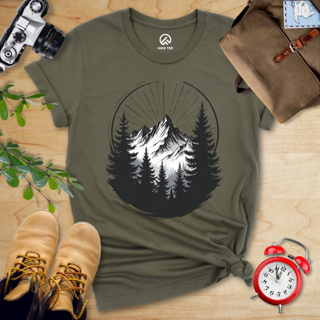 Hike Tee T-Shirt Military Green / S Monochrome Mountains Shirt