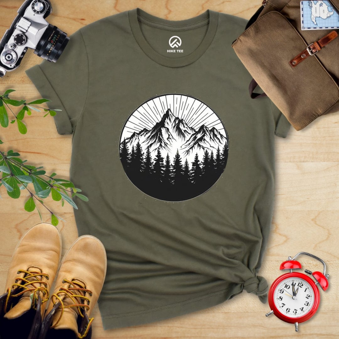 Hike Tee T-Shirt Military Green / S Monochrome Mountains Shirt