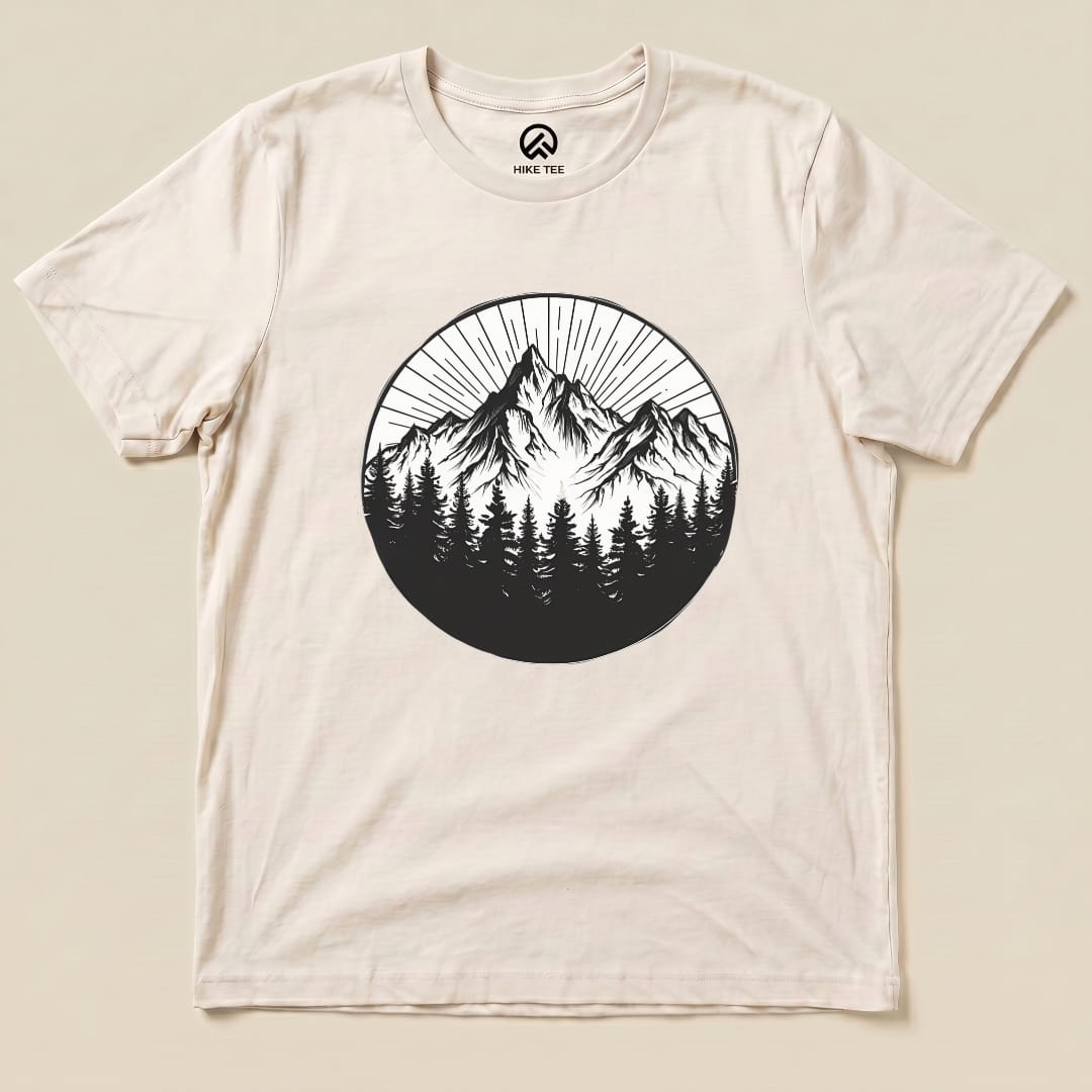 Monochrome Mountains Shirt Hike Tee T-Shirt Natural / S