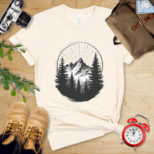 Printify T-Shirt Natural / S Monochrome Mountains Shirt