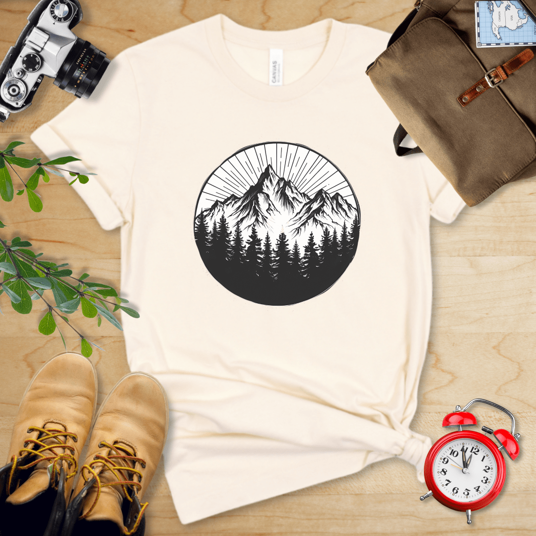 Printify T-Shirt Natural / S Monochrome Mountains Shirt