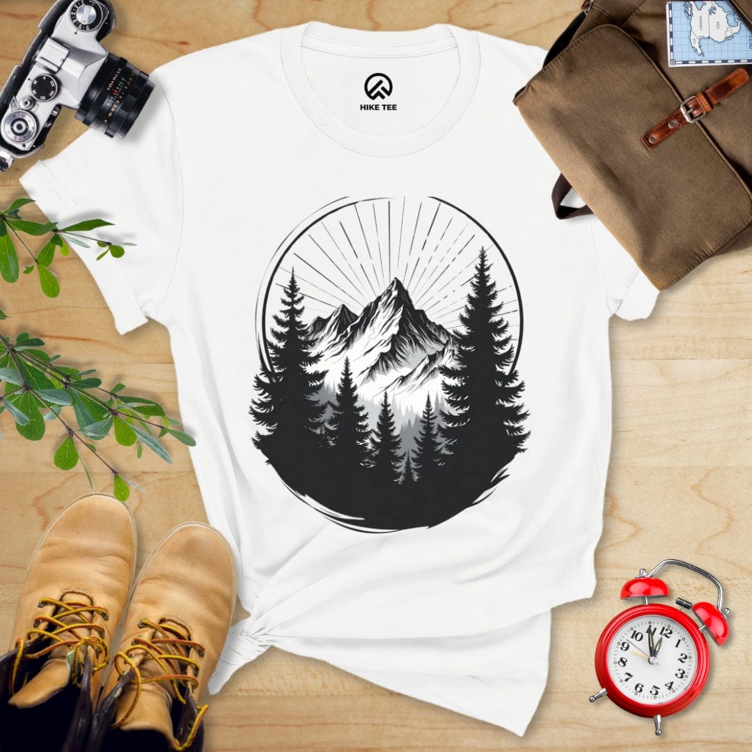 Hike Tee T-Shirt White / S Monochrome Mountains Shirt