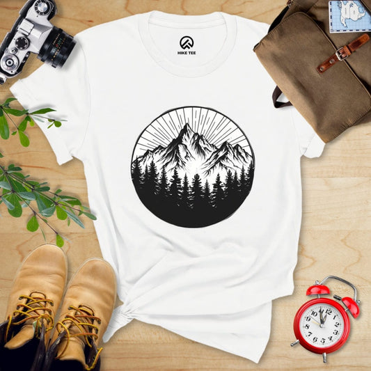 Hike Tee T-Shirt White / S Monochrome Mountains Shirt