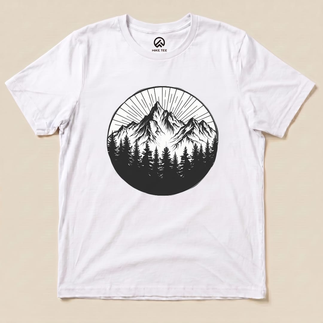 Monochrome Mountains Shirt Hike Tee T-Shirt White / S