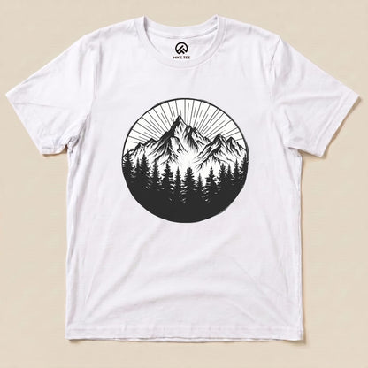 Monochrome Mountains Shirt Hike Tee T-Shirt White / S