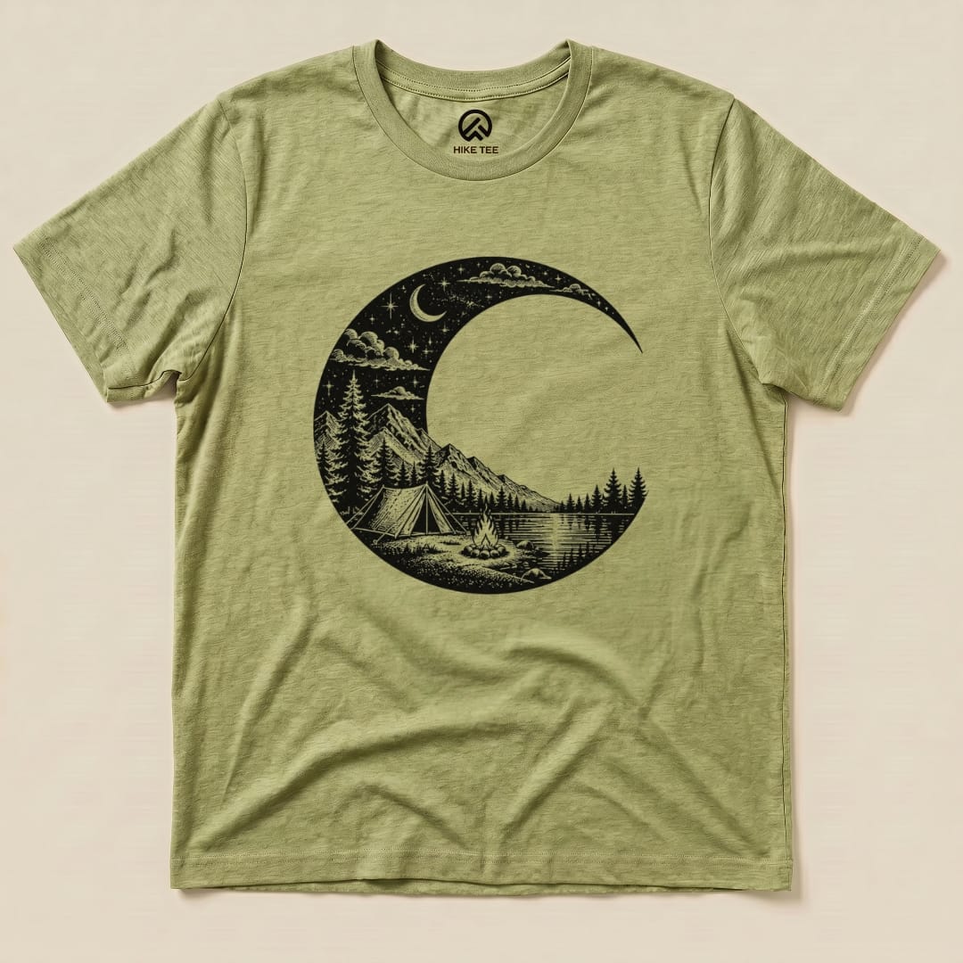 Moonlight Camping Shirt Hike Tee T-Shirt Heather Green / S