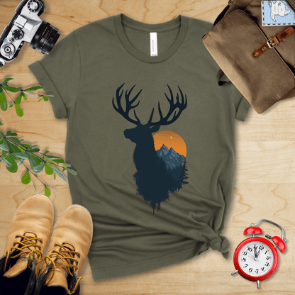 Printify T-Shirt Military Green / S Moose Shirt