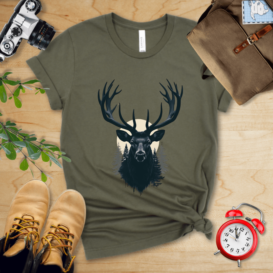 Printify T-Shirt Military Green / S Moose Shirt