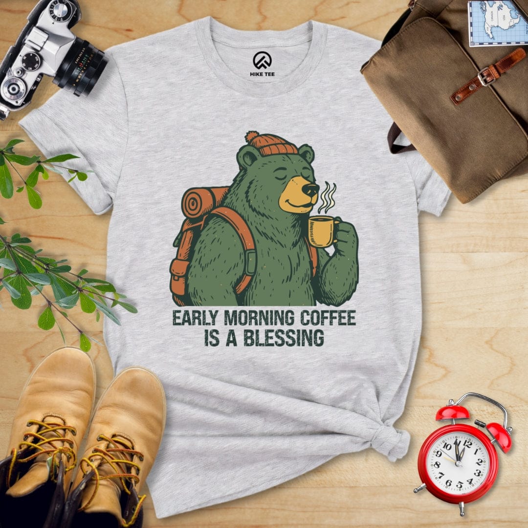 Hike Tee T-Shirt Athletic Heather / S Morining Coffee Bear Shirt