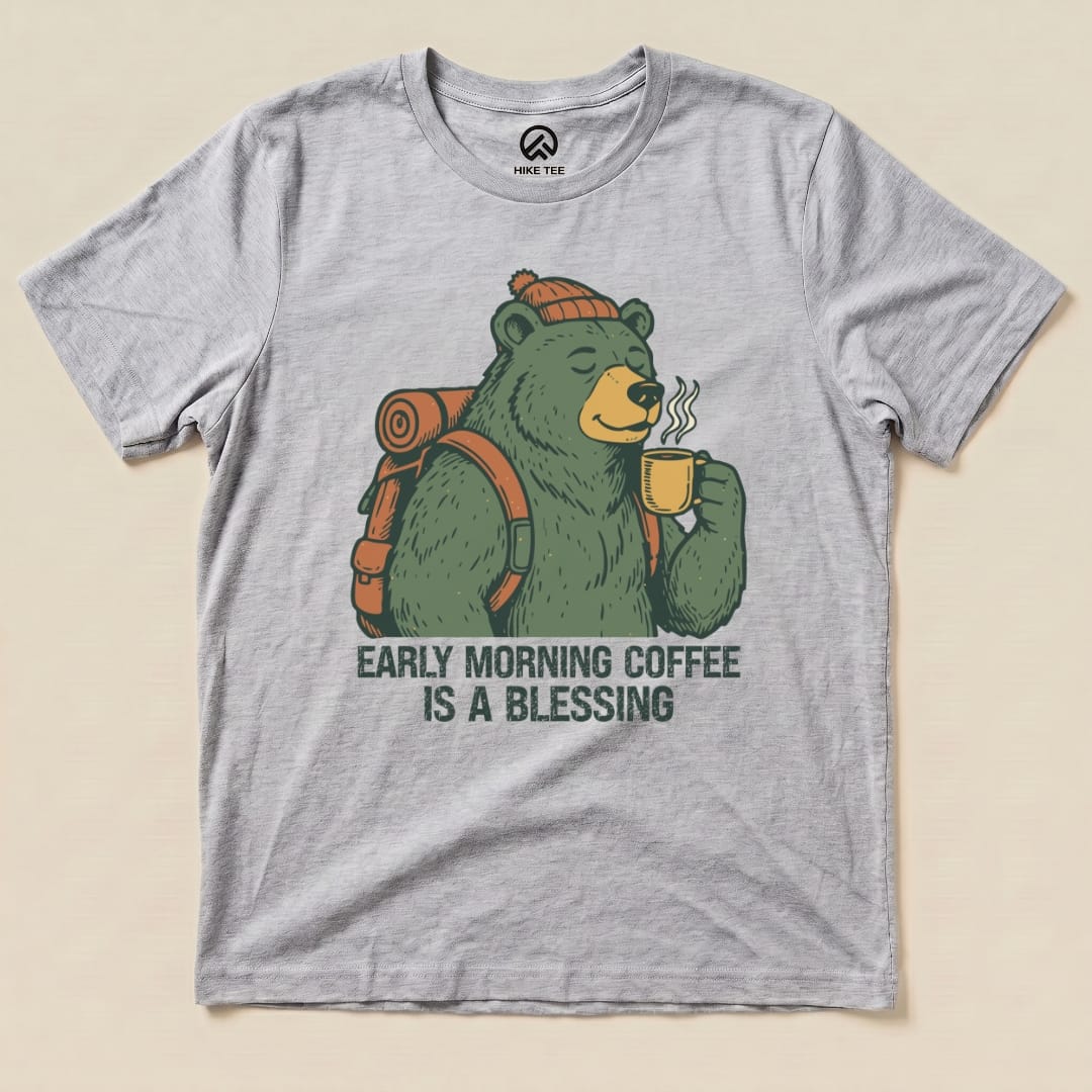 Printify T-Shirt Athletic Heather / S Morining Coffee Bear Shirt