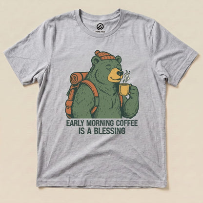 Printify T-Shirt Athletic Heather / S Morining Coffee Bear Shirt