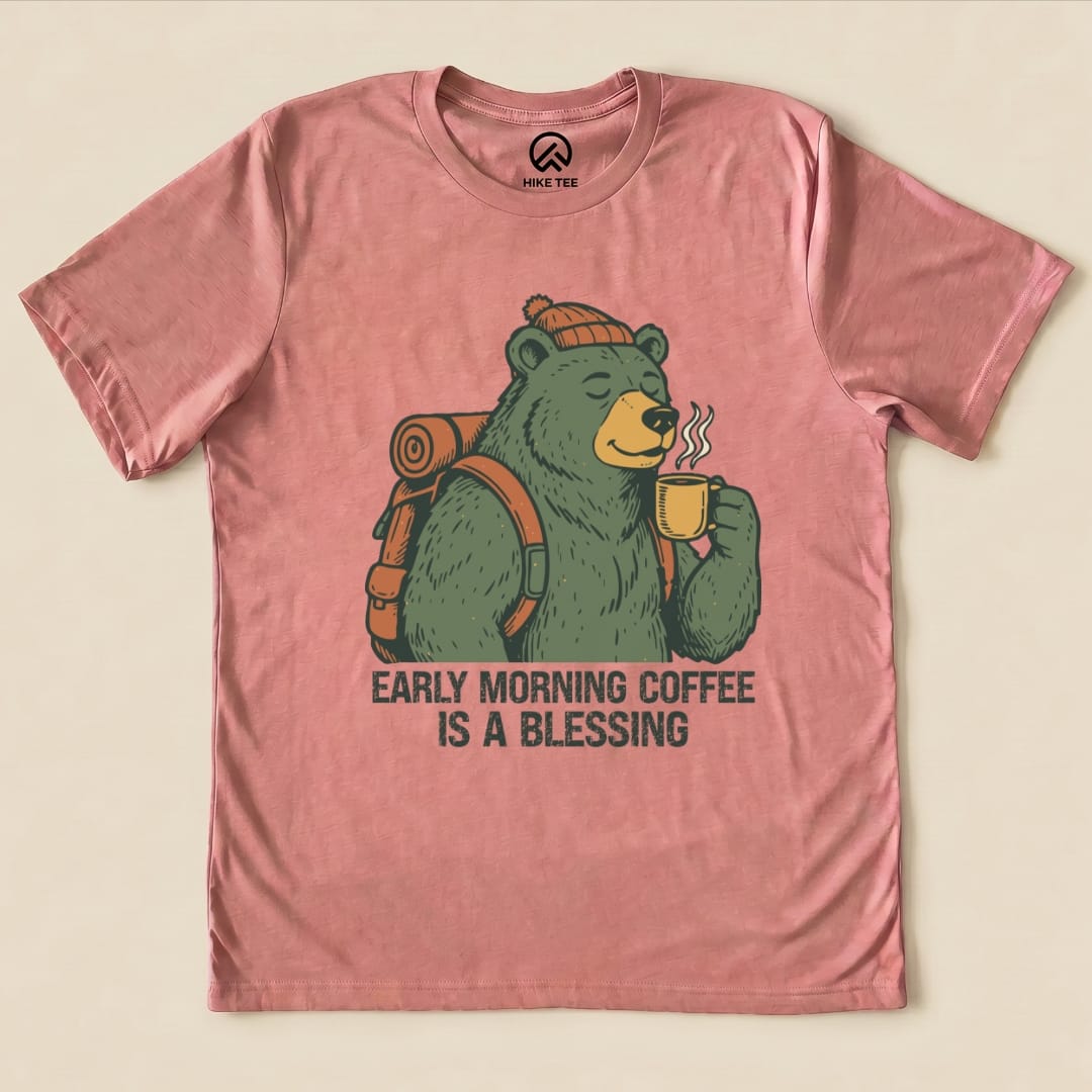 Printify T-Shirt Heather Mauve / S Morining Coffee Bear Shirt