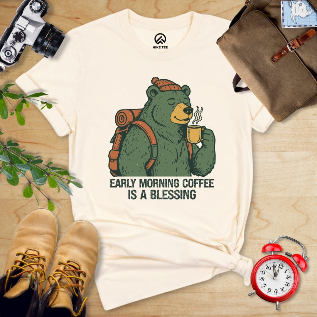 Hike Tee T-Shirt Natural / S Morining Coffee Bear Shirt