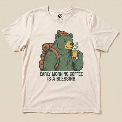 Printify T-Shirt Natural / S Morining Coffee Bear Shirt